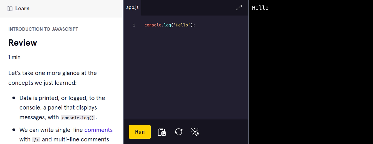 Codecademy lesson sample