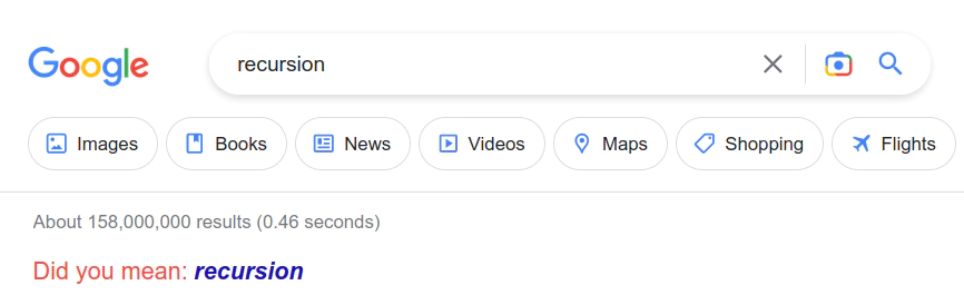 Google search for recursion